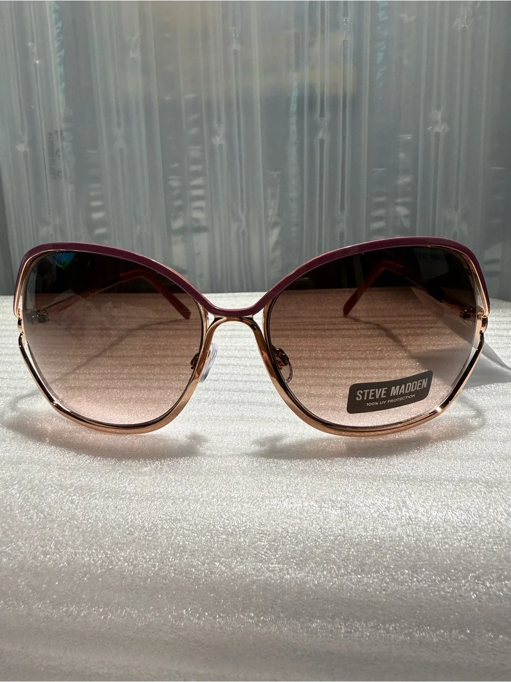 Steve Madden NWT Outlook Pink & Gold Butterfly Sunglasses X1708 “just married”